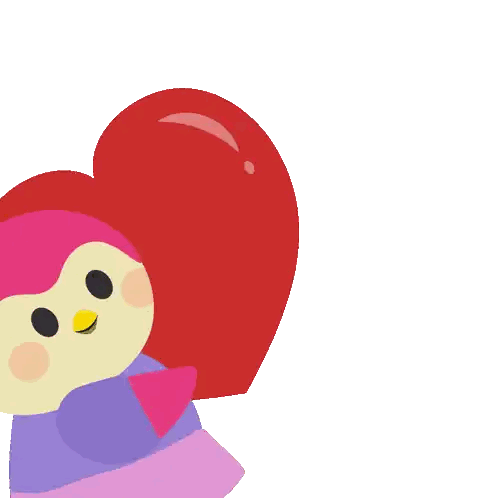 A Penguin Holding A Large Heart With The Words Love Ya Written Above It Sticker