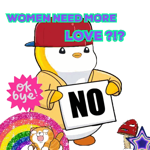 A Penguin Holding Up A Sign That Says No Sticker