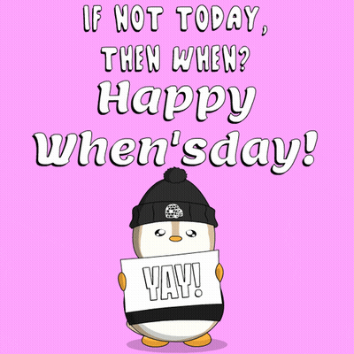 A Penguin Holds A Sign That Says Yay GIF