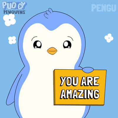 A Penguin Holds A Sign That Says You Are Amazing GIF