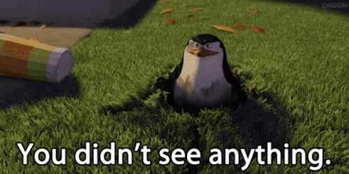 A Penguin In A Hole With The Words You Did N't See Anything Below It GIF