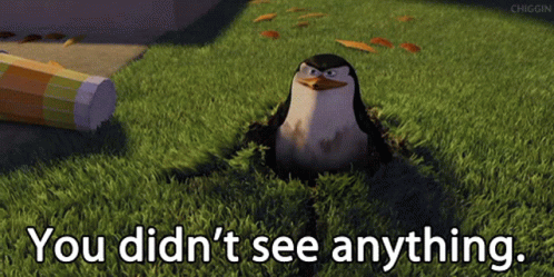 A Penguin In A Hole With The Words You Didn 'T See Anything GIF