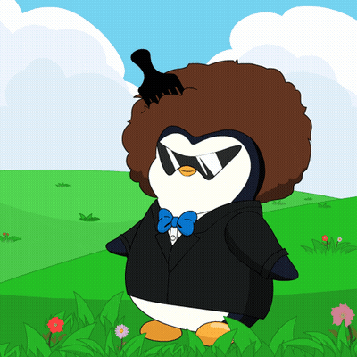 A Penguin In A Suit And Bow Tie Has A Comb In Its Hair GIF
