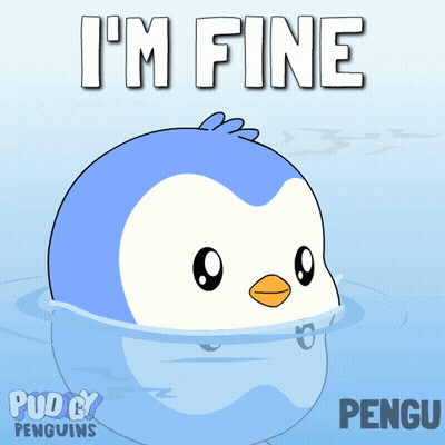 A Penguin In The Water With The Words I 'M Fine Above It GIF