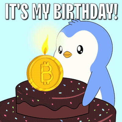 A Penguin Is Blowing Out A Candle On A Cake With The Words It 'S My Birthday GIF