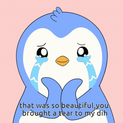 A Penguin Is Crying With The Words That Was So Beautiful You Brought A Tear To My Dih Below It GIF