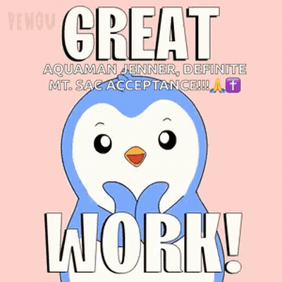 A Penguin Is Giving A Thumbs Up With The Words Great Work GIF