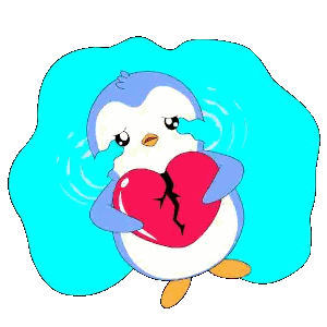 A Penguin Is Holding A Broken Heart In Its Arms Sticker