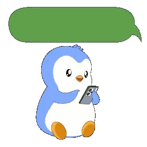 A Penguin Is Holding A Cell Phone Under A Speech Bubble That Says Love You Sticker