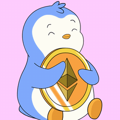 A Penguin Is Holding A Coin With A Triangle On It GIF