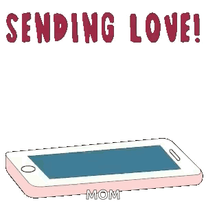 A Penguin Is Holding A Heart In Its Mouth While Sitting On A Phone . GIF