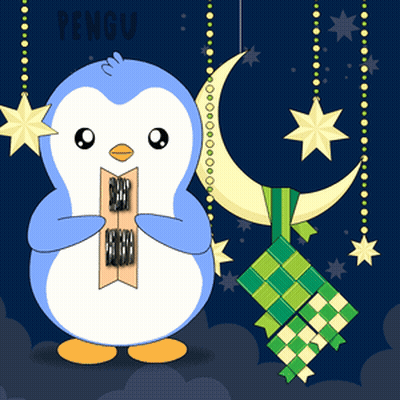 A Penguin Is Holding A Piece Of Paper With The Word Pengu On It GIF