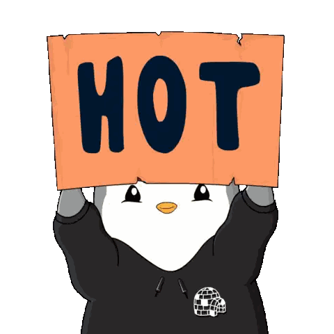 A Penguin Is Holding A Sign That Says Hot Sticker