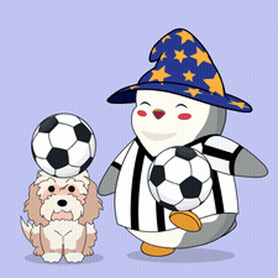 A Penguin Is Holding A Soccer Ball Next To A Dog GIF
