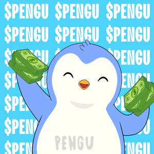 A Penguin Is Holding A Stack Of Money In Its Hands GIF