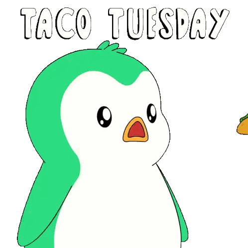 A Penguin Is Holding A Taco In Its Beak And Says Taco Tuesday Sticker
