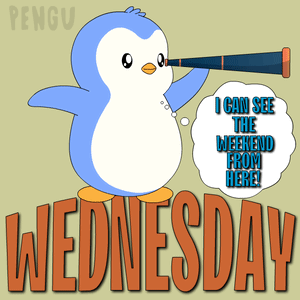 A Penguin Is Holding A Telescope And Says I Can See The Weekend From Here GIF