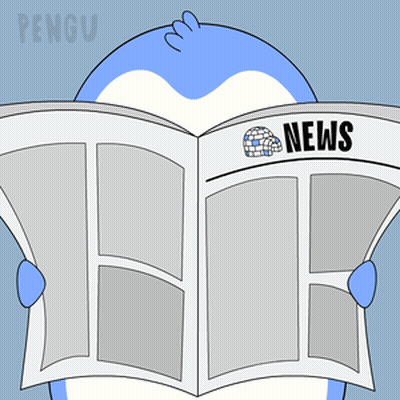 A Penguin Is Reading A Newspaper With The Word News On The Front GIF