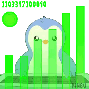 A Penguin Is Sitting At A Desk With A Green Bar Graph Behind Him Sticker