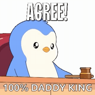 A Penguin Is Sitting At A Judge 'S Bench With A Gavel And Says Agree ! 100 % Daddy King GIF