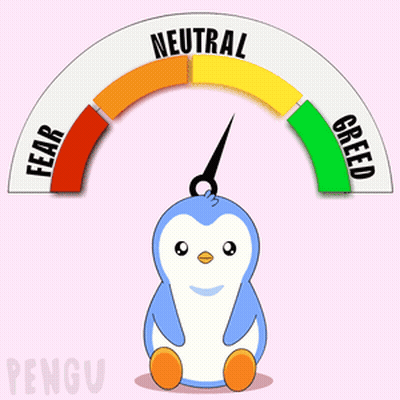 A Penguin Is Sitting Under A Gauge That Says " Neutral " GIF