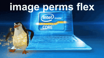 A Penguin Is Standing In Front Of An Intel Logo GIF