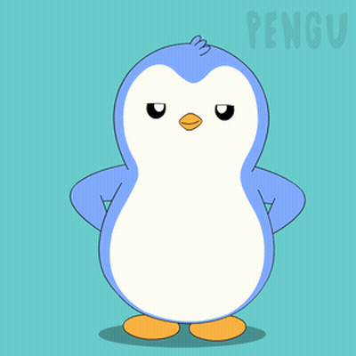 A Penguin Is Standing In Front Of The Word Perfect On A Blue Background GIF