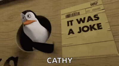 A Penguin Is Standing Next To A Paper That Says It Was A Joke GIF