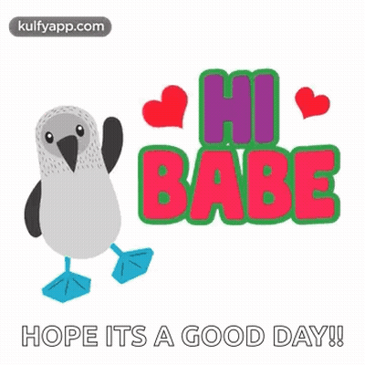 A Penguin Is Standing Next To The Words Hi Babe Hope It 'S A Good Day GIF