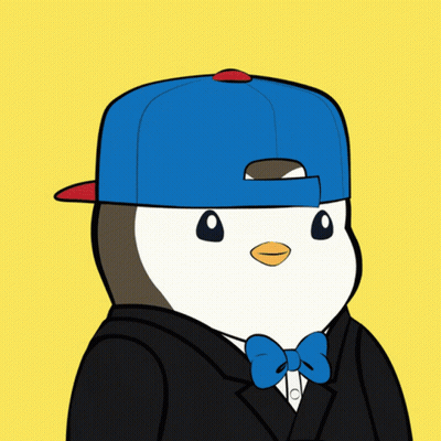 A Penguin Is Wearing A Blue Hat And A Bow Tie GIF