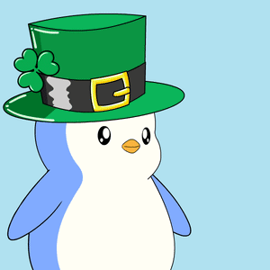 A Penguin Is Wearing A Green Hat With A Clover On It GIF