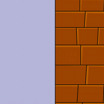A Penguin Peeking Out From Behind A Brick Wall With The Words I Love You Written On It GIF
