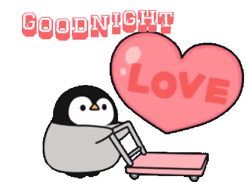 A Penguin Pushing A Cart With A Heart That Says Love On It Sticker
