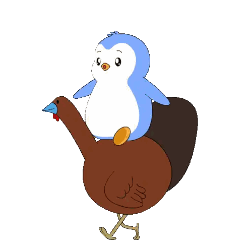A Penguin Riding On The Back Of A Brown Turkey Sticker