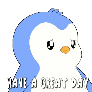 A Penguin Says Have A Great Day In White Letters GIF