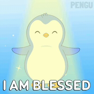 A Penguin Says I Am Blessed With A Blue Background GIF