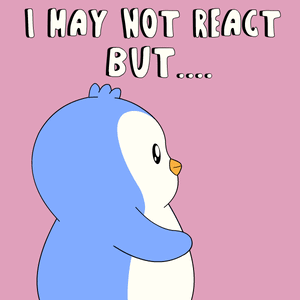 A Penguin Says I May Not React But Trust Me I Saw It On A Pink Background GIF