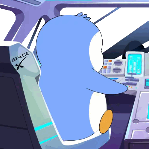 A Penguin Sits In A Space X Chair Sticker