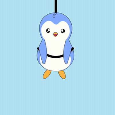 A Penguin Sitting On Top Of A Purple Heart That Says I Love You GIF