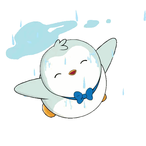 A Penguin Wearing A Bow Tie Is Standing In A Puddle Of Water Sticker