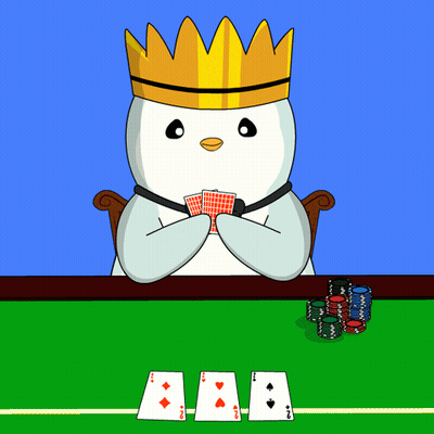 A Penguin Wearing A Crown And A Bow Tie Is Playing Poker GIF
