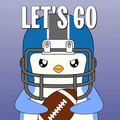 A Penguin Wearing A Football Helmet And Holding A Football With The Words Let 'S Go Above It GIF