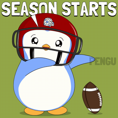 A Penguin Wearing A Football Helmet And Holding A Football With The Words Season Starts Behind It GIF