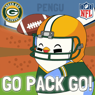 A Penguin Wearing A Green Bay Packers Football Helmet GIF