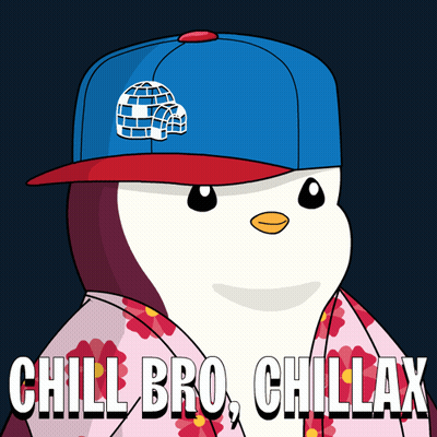 A Penguin Wearing A Hat And A Shirt That Says Chill Bro GIF