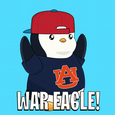 A Penguin Wearing A Hat And A Shirt That Says Ware Eagle GIF