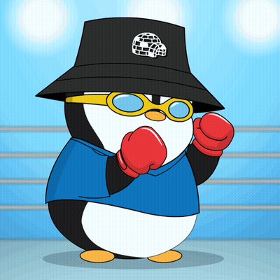 A Penguin Wearing A Hat And Boxing Gloves GIF