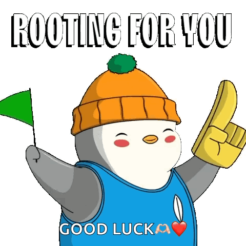 A Penguin Wearing A Hat And Gloves Is Holding A Green Flag And Giving A Rock Sign . GIF