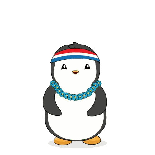 A Penguin Wearing A Headband That Says Happy Birthday On It Sticker