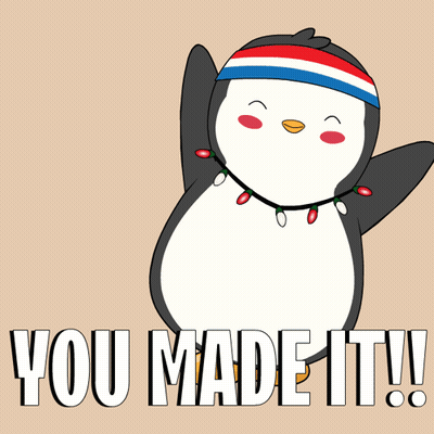 A Penguin Wearing A Headband With The Words You Made It On It GIF